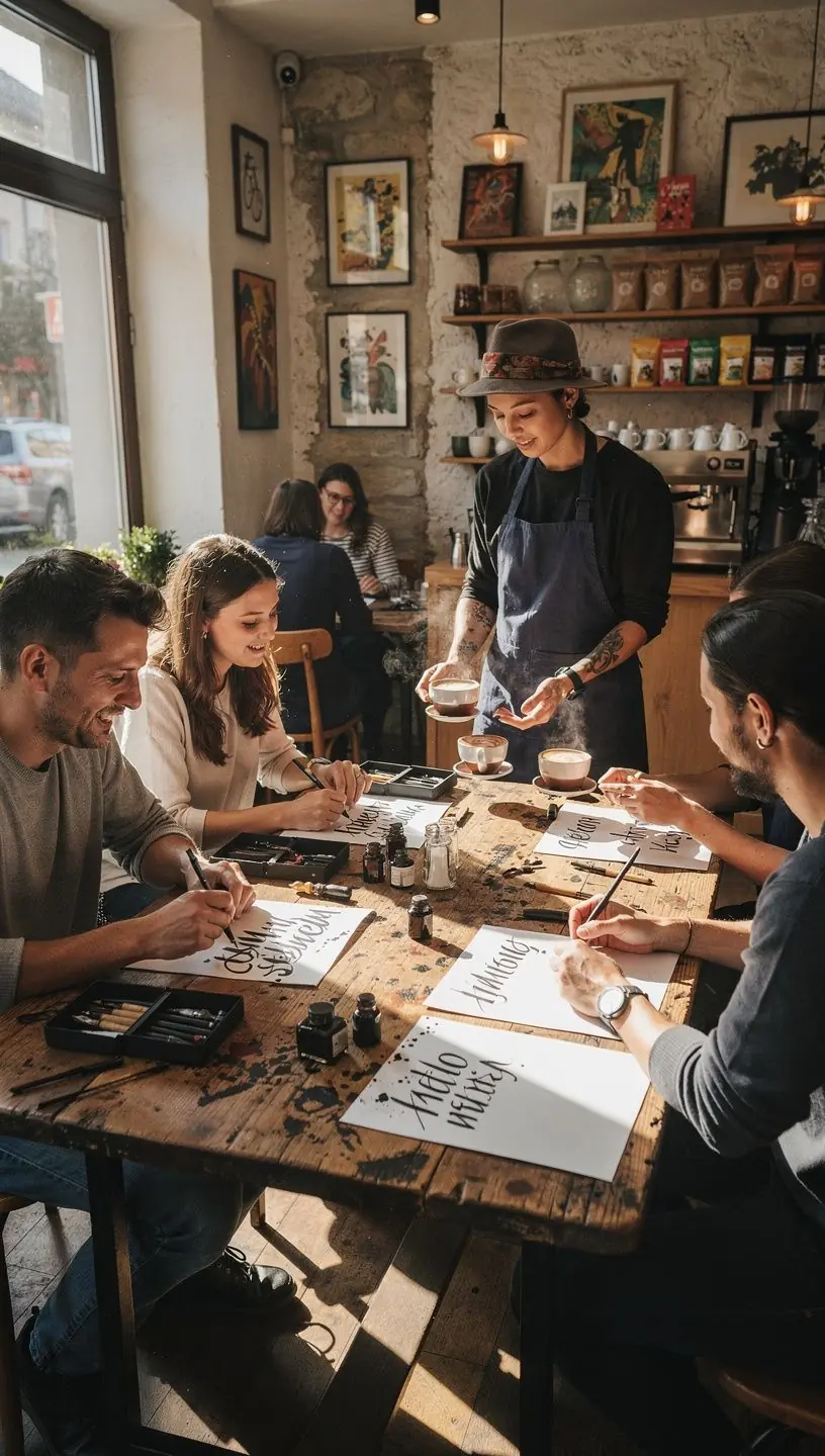 Eine Hand, die elegant mit einem Pinselstift schreibt.